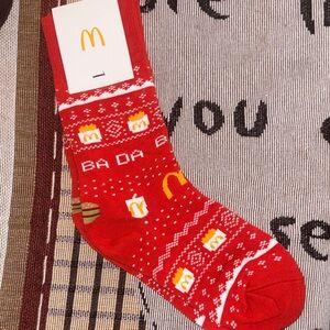 McDonald's Red Crew Socks with Yellow & White Accents